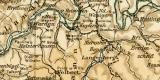 Rheinisch Westfälisches Kohlen- und Industriegebiet historische Landkarte Lithographie ca. 1903