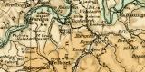 Rheinisch Westfälisches Kohlen- und Industriegebiet historische Landkarte Lithographie ca. 1905