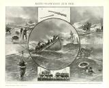 Rettungswesen zur See historische Bildtafel Holzstich ca. 1892