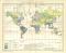 Regenkarte der Erde historische Landkarte Lithographie ca. 1903