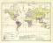 Regenkarte der Erde historische Landkarte Lithographie ca. 1905