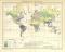 Regenkarte der Erde historische Landkarte Lithographie ca. 1907