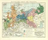Historische Karte von Preussen historische Landkarte Lithographie ca. 1903