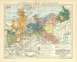 Preussen historische Karte Lithographie 1904 Original der...