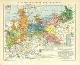 Historische Karte von Preussen historische Landkarte Lithographie ca. 1908