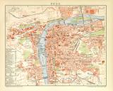 Prag Stadtplan Lithographie 1900 Original der Zeit