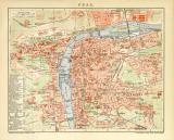 Prag Stadtplan Lithographie 1903 Original der Zeit