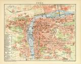 Prag historischer Stadtplan Karte Lithographie ca. 1904