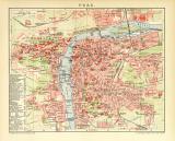 Prag historischer Stadtplan Karte Lithographie ca. 1905