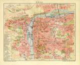 Prag Stadtplan Lithographie 1907 Original der Zeit
