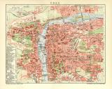 Prag historischer Stadtplan Karte Lithographie ca. 1909