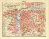 Prag historischer Stadtplan Karte Lithographie ca. 1911
