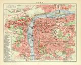 Prag historischer Stadtplan Karte Lithographie ca. 1912