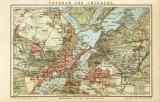 Potsdam und Umgebung historischer Stadtplan Karte Lithographie ca. 1903