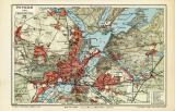 Potsdam und Umgebung historischer Stadtplan Karte Lithographie ca. 1907