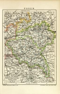 Posen historische Landkarte Lithographie ca. 1905