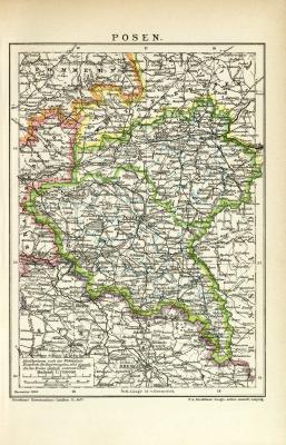 Posen historische Landkarte Lithographie ca. 1906