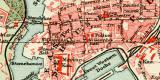 Plymouth Stadtplan Lithographie 1909 Original der Zeit