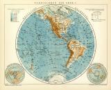 Planigloben der Erde I. Karte Lithographie 1904 Original...