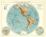 Planigloben der Erde I. historische Landkarte Lithographie ca. 1906