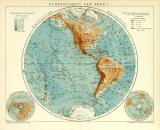 Planigloben der Erde I. historische Landkarte Lithographie ca. 1908