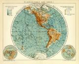 Planigloben der Erde I. Karte Lithographie 1910 Original...