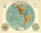 Planigloben der Erde I. historische Landkarte Lithographie ca. 1910