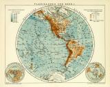 Planigloben der Erde I. Karte Lithographie 1912 Original...