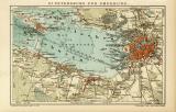 St. Petersburg und Umgebung historischer Stadtplan Karte Lithographie ca. 1904