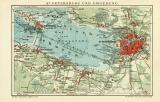 St. Petersburg und Umgebung historischer Stadtplan Karte Lithographie ca. 1908
