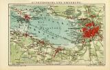 St. Petersburg und Umgebung historischer Stadtplan Karte Lithographie ca. 1911