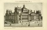 Parlamentsgebäude I. - II. historische Bildtafel Holzstich ca. 1892