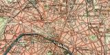 Paris und Umgebung historischer Stadtplan Karte Lithographie ca. 1904