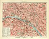 Paris historischer Stadtplan Karte Lithographie ca. 1912