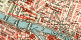 Paris historischer Stadtplan Karte Lithographie ca. 1912