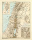 Palästina Karte Lithographie 1899 Original der Zeit