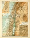 Palästina historische Landkarte Lithographie ca. 1904