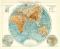Planigloben der Erde II. historische Landkarte Lithographie ca. 1906