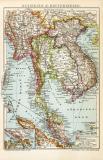 Ostindien II. Hinterindien historische Landkarte Lithographie ca. 1902
