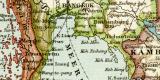 Ostindien II. Hinterindien historische Landkarte Lithographie ca. 1905