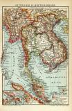Ostindien II. Hinterindien historische Landkarte Lithographie ca. 1908