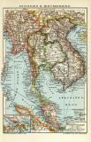 Ostindien II. Hinterindien historische Landkarte Lithographie ca. 1910