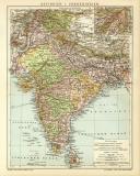 Ostindien I. Vorderindien historische Landkarte Lithographie ca. 1903