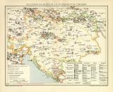 Militärdislokation in Österreich-Ungarn historische Militärkarte Lithographie ca. 1903