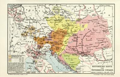Historische Karte von Österreich-Ungarn historische Landkarte Lithographie ca. 1903