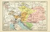 Historische Karte von Österreich-Ungarn historische Landkarte Lithographie ca. 1904