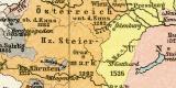 Österreich-Ungarn historische Karte Lithographie 1904 Original der Zeit