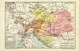 Historische Karte von Österreich-Ungarn historische Landkarte Lithographie ca. 1909