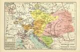 Historische Karte von Österreich-Ungarn historische Landkarte Lithographie ca. 1911