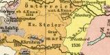 Historische Karte von Österreich-Ungarn historische Landkarte Lithographie ca. 1911